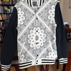 Black and White Paisley Bomber Jacket